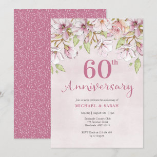 Convite de 60º Aniversário de Casamento Floral Ros