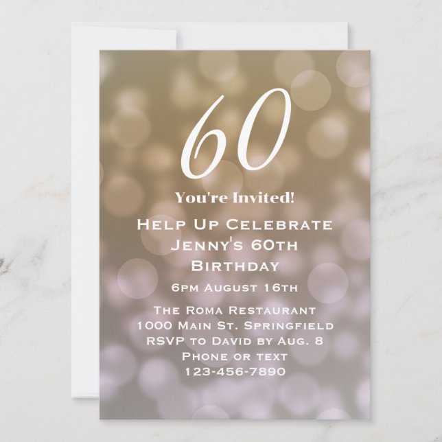 Convite de 60º Aniversário Elegante Para Ela (Frente)