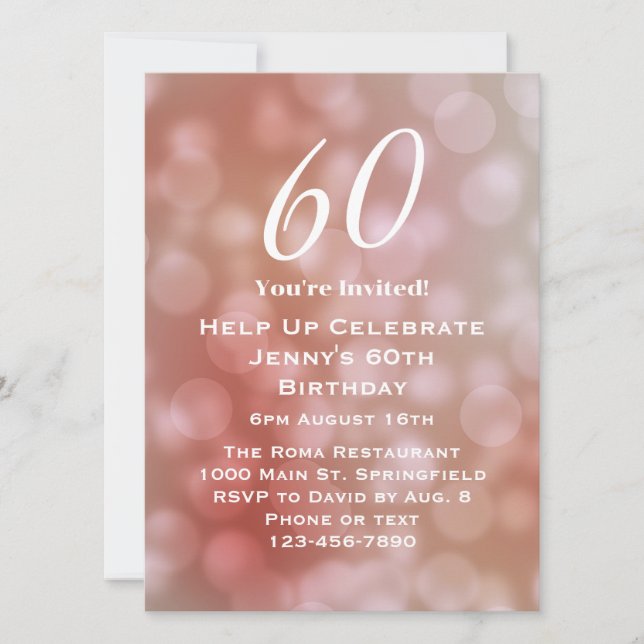 Convite de 60º Aniversário Elegante Para Ela (Frente)
