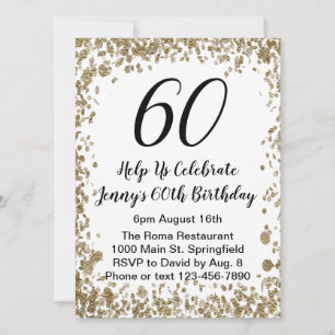 Convite de 60º Aniversário Elegante para Ela em Do