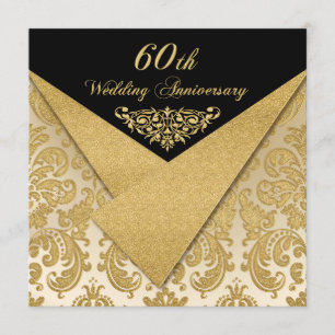 Convite de 60º Aniversário FAUX Flaps Damask
