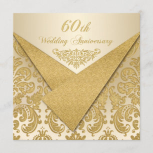 Convite de 60º Aniversário Flaps Damask FAUX