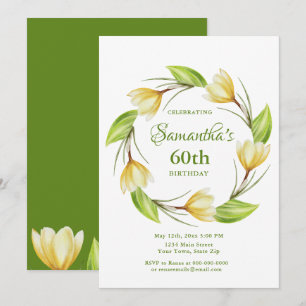Convite de 60º Aniversário Floral Elegante de Prim