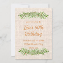 Convite de 60º Aniversário – Linen Greenery | Sess