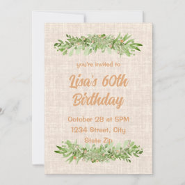 Convite de 60º Aniversário – Linen Greenery | Sess