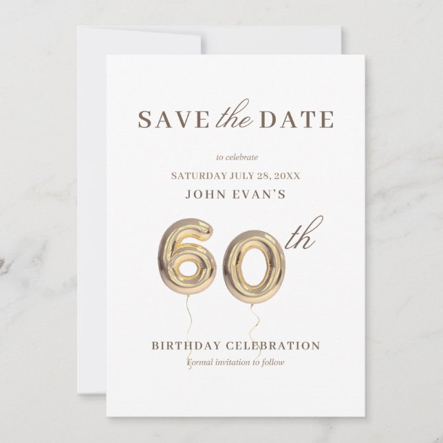 Convite de 60º Aniversário para Salvar a Data (Frente)