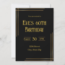 Convite de 60º Aniversário – Preto e Dourado | Ele