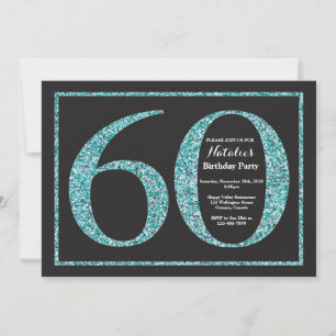 Convite de 60º Aniversário Quadro Negro com Brilho