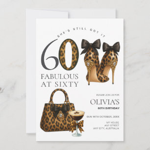 Convite de 60 anos com estampa de leopardo na moda