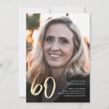 Convite de 60 Anos Minimalista Preto e Dourado