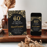 Convite de 60 anos para o Elegante Black & Dourado<br><div class="desc">Adicione um pouco de elegância ao seu dia especial com nosso Elegante Concurso de Aniversário Negro e Dourado. Com confete de ouro em um fundo preto rico,  é a escolha perfeita para dar o tom para sua celebração. Personalize os detalhes e faça seu evento brilhar. Peça o seu hoje!</div>