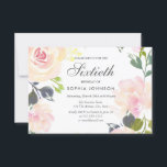 Convite de 60 de Aniversário do Elegante Botânico<br><div class="desc">Convite de aniversário Botânico Elegante Floral 60º. Belíssima coleção de flores cor-de-rosa Correspondente em Niche e Nest store Design,  cortesia de www.createthecut.com</div>