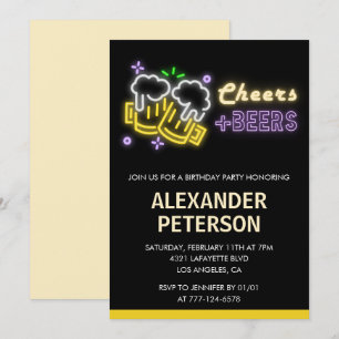 Convite de 64º aniversário da cerveja Cheers Neon