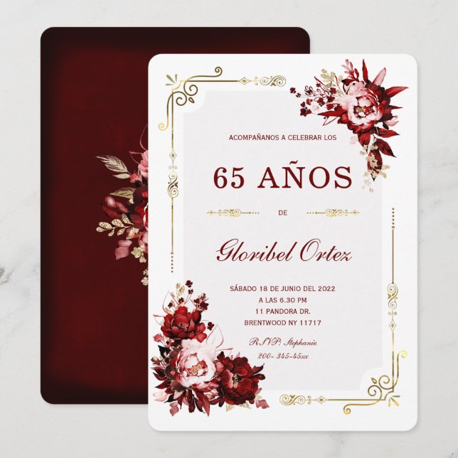 Convite de 65 Anos Mulher (Frente/Verso)