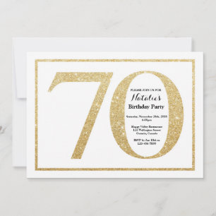 Convite de 70º Aniversário Dourado Brilhante