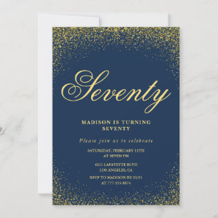 Convite de 70º aniversário elegante Dourado Marinh