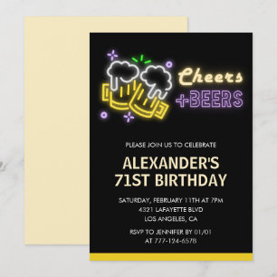 Convite de 71º aniversário Black Cheers Beer Drink