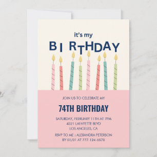 Convite de 74º aniversário com humor engraçado vel