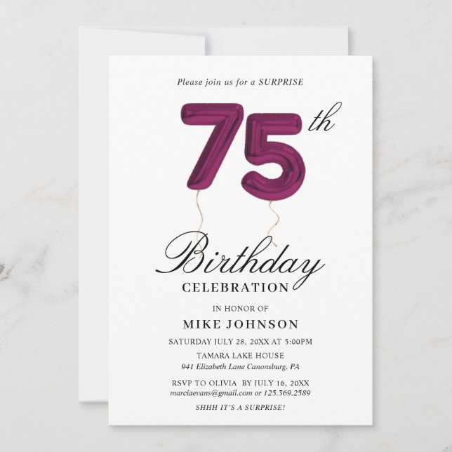 Convite de 75º Aniversário (Frente)