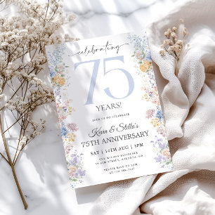 Convite de 75º Aniversário Floral Com Foto