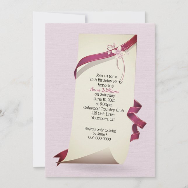 Convite de 75 de aniversário para o Papel Curgado (Frente)