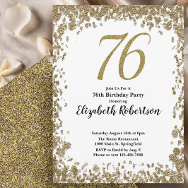 Convite de 76º Aniversário Elegante Com Lantejoula