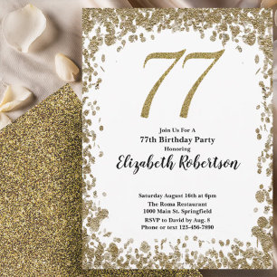 Convite de 77º Aniversário Elegante Com Lantejoula