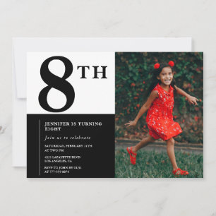Convite de 8º aniversário elegante Garota Chic Fot