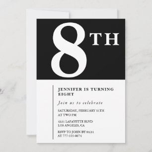 Convite de 8º aniversário elegante Garota Chic Neg