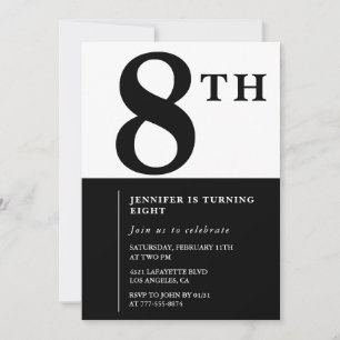 Convite de 8º aniversário elegante Garota Chic Neg