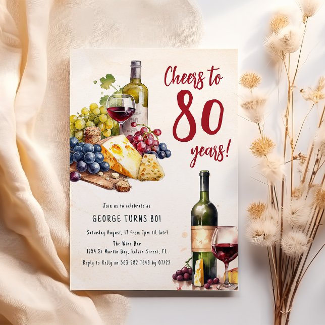 Convite de 80º Aniversário com Charcutaria de Quei (Criador carregado)