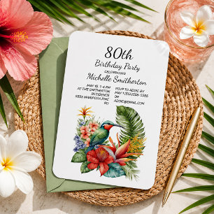 Convite de 80 Anos de Nascimento Floral Tropical B