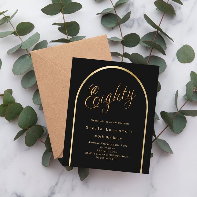 Convite de 80 de aniversário de script de arco de  (Criador carregado)