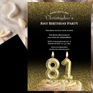Convite de 81º Aniversário Preto e Dourado Para El