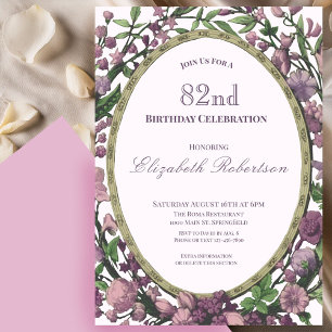 Convite de 82º Aniversário Feminino com Elegante M