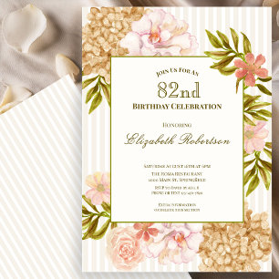 Convite de 82º Aniversário Flores de Outono Elegan