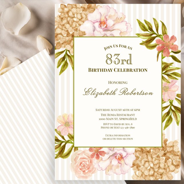 Convite de 83º Aniversário Flores de Outono Elegan (Criador carregado)