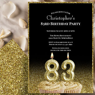 Convite de 83º Aniversário Preto e Dourado Para El