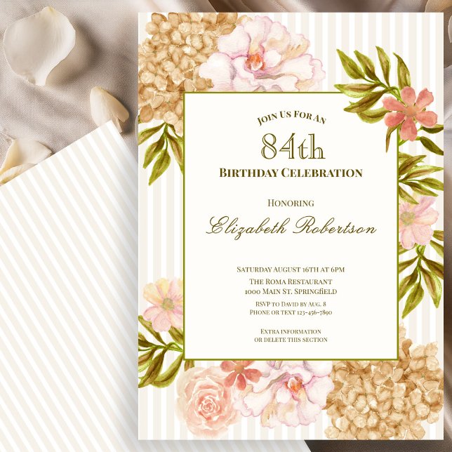 Convite de 84º Aniversário Flores de Outono Elegan (Criador carregado)
