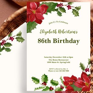 Convite de 86º Aniversário de Flora Elegante