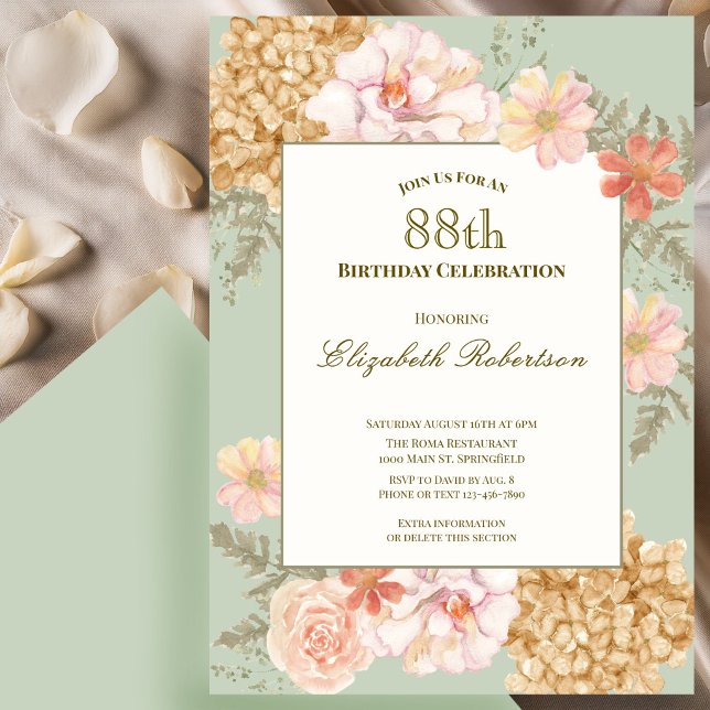 Convite de 88º Aniversário Cores de Outono Floral  (Criador carregado)