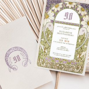 Convite de 90º Aniversário Art Nouveau Daisies