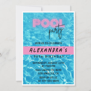 convite de 90 anos para a sua Pool Party Summer
