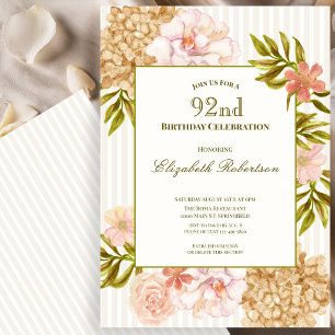 Convite de 92º Aniversário Flores de Outono Elegan