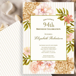 Convite de 94º Aniversário Flores de Outono Elegan