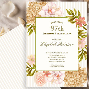 Convite de 97º Aniversário Flores de Outono Elegan