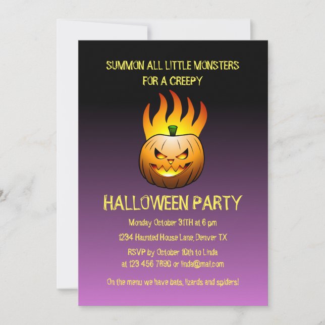Convite de Abóbora de Halloween (Frente)