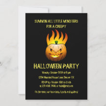 Convite de Abóbora de Halloween Assustadora em Cha