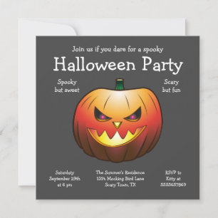 Convite de Abóbora de Halloween em Cartão Plano