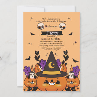 Convite de Abóbora Fantasma para Festa de Hallowee